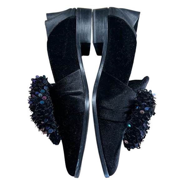 Shellys London Collapse Heel Flat Shoes Black Velvet Size Womens 7.5 - Picture 7 of 8